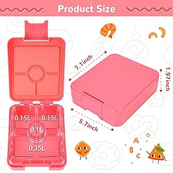 Howeemo Kids Leak-Proof Bento Lunch Box with 4