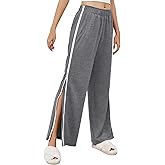 LOMON Womens Tear Away Pants Sides Full Open Sweatpants Double Slider Zip Off Post Surgery Pant with Pockets