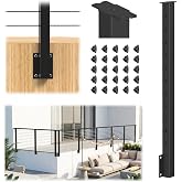 RailinGo 36" Black Side Mount Cable Railing Post for Decks, 1 Pack, RG71 | 44" x 2" x 2" Fascia Mount Cable Railing Kit, Flat Top Drilled Stainless Steel Cable Railing for Indoor &amp; Outdoor Projects