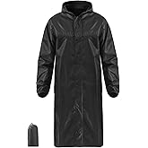 iCreek Long Rain Coat Hooded Packable Rain Jacket Waterproof Lightweight Men Women Adult for Work Outdoors Activities