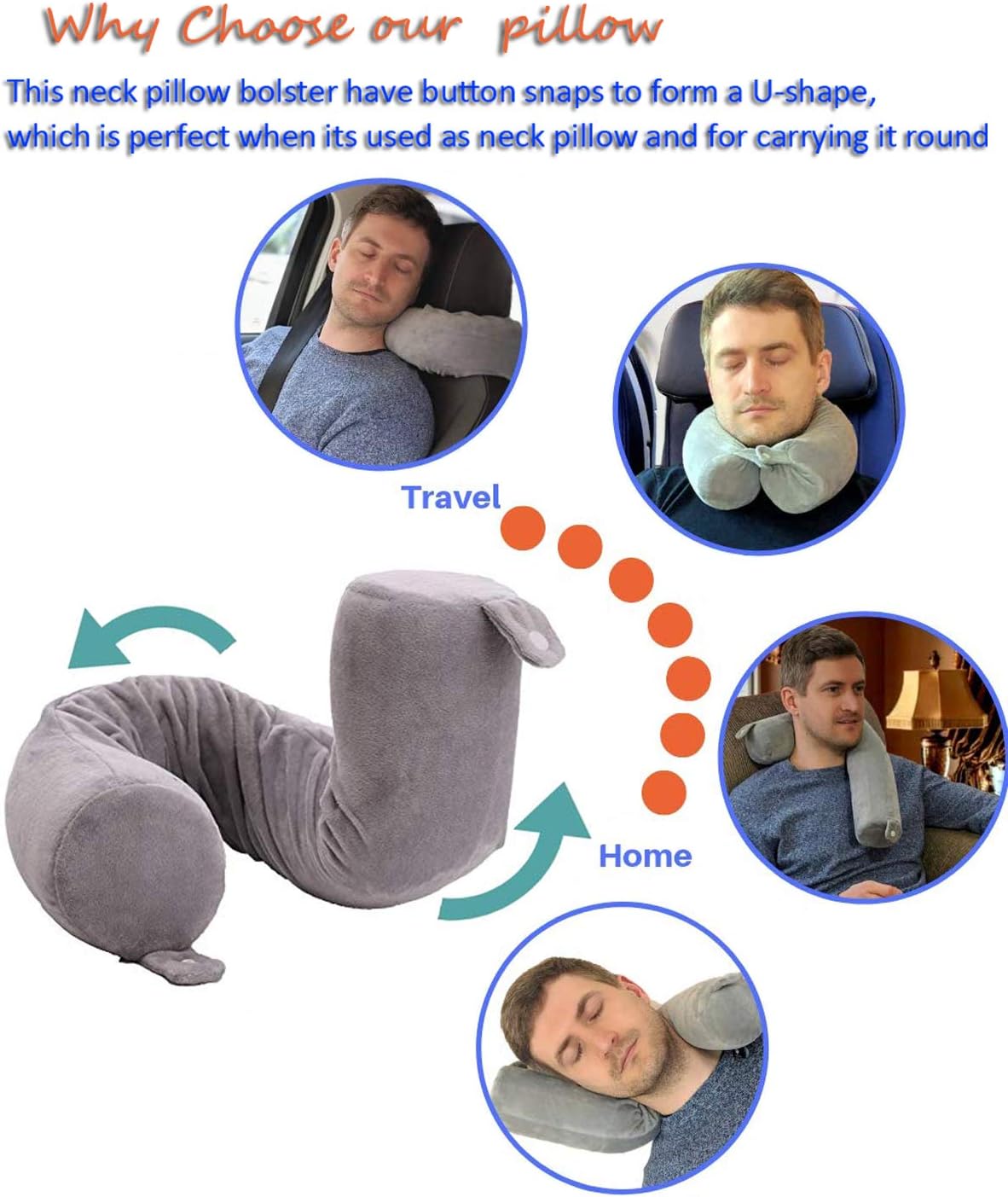 ZOYLEE Twist Memory Foam Travel Pillow Neck,Chin,Shoulder,Lumbar and Leg Support for Adult Airplane Traveling Pillow (Grey): Kitchen & Dining