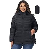 ROYAL MATRIX Women's Plus Size Puffer Jacket with Hood, Packable Lightweight Quilted Travel Outwear Puffer Coat with Pockets