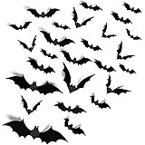 Halloween Party Supplies Hallween Decorations Bats Wall Decor 140PCS Realistic PVC 3D Black Scary Bat Sticker for Creepy Home