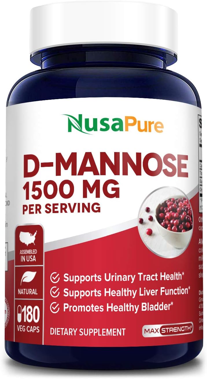 D-Mannose 1500 mg per Serving - 180 Vegetarian Capsules (Non-GMO & Gluten-Free).with Organic D-Mannose: Health & Personal Care