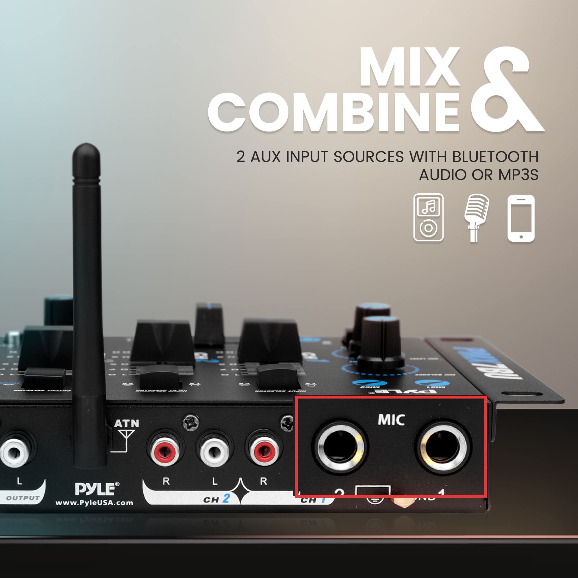 Mua Pyle Wireless DJ Audio Mixer 3 Channel Bluetooth Compatible DJ 