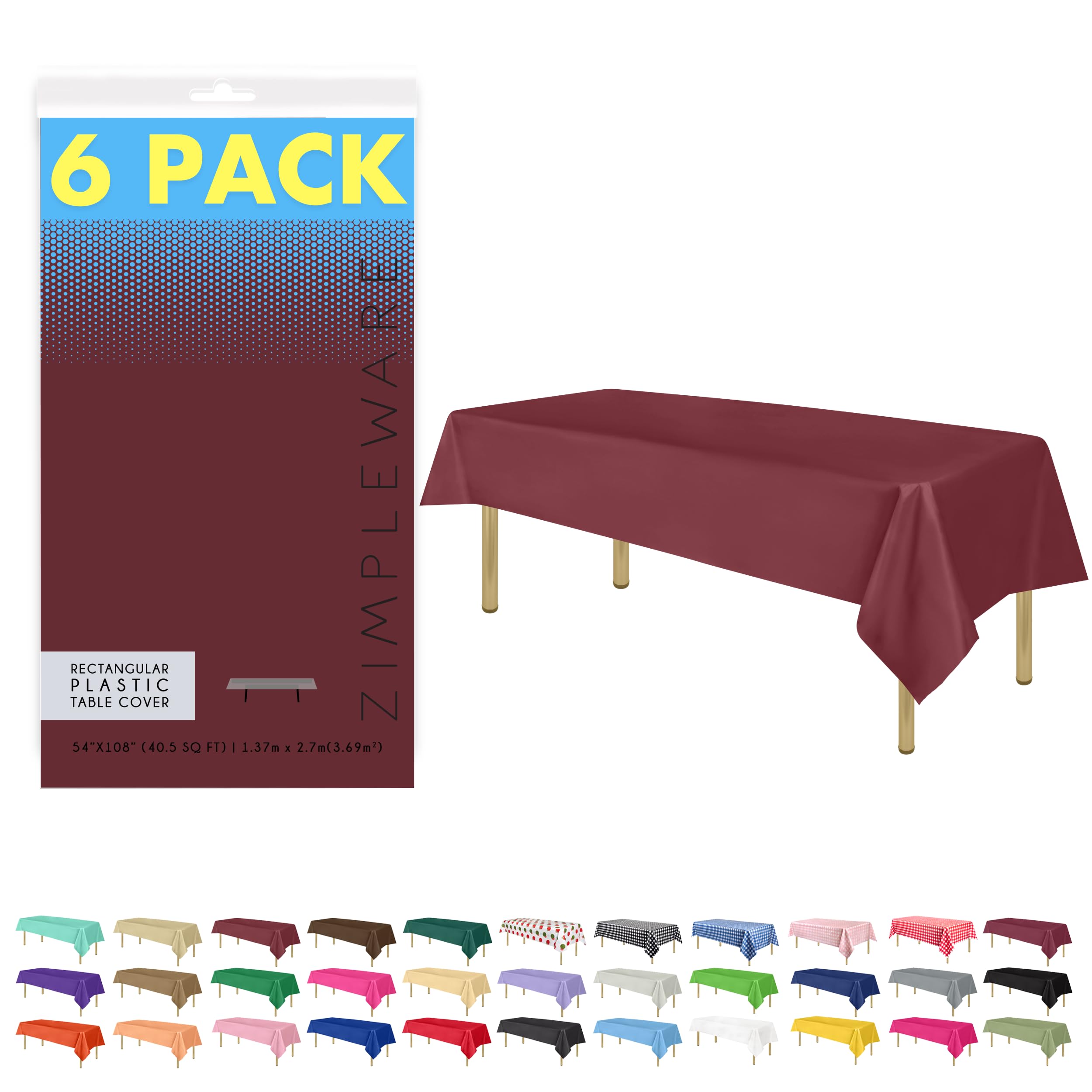 ZIMPLEWARE Premium Orange Plastic Table Cloth Disposable (12