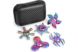 ANZMTOSN Cool Fidget Spinners Toy Metal for Kids Adults, Steel Finger Hand Spinner Desk Toys Gifts Goodie Bag Fillers, Stress Desk Toys Stocking Stuffer Party Favors Supplies Boys Girls 5 Pack