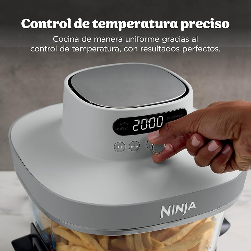 Fritadeira de Ar CRISPi PRO XL, 5 funções de cozedura pré-definidas, recipientes e tampas de vidro CleanCrisp de 5,7 e 2,3 l, White AS090EUWH