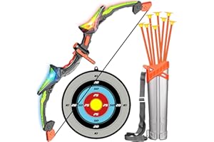 BIGDREAM Kids Bow and Arrow Toy Set, LED Light Up Archery Toys with 8 Suction Cups Arrows, Outdoor Indoor Shooting Games Toys for 6 7 8 9 10 11 12 Year Old Boys Grils Birthday Gifts