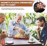 Peradix 25cm Magnetic Chess & Checkers Set Folding Board Kids Adults Brown view 6
