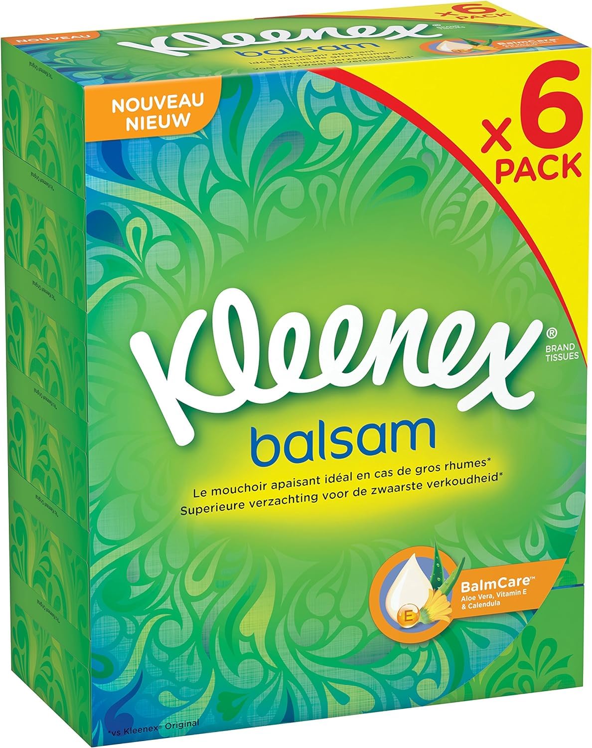 Box of tissue Kleenex Balsam P80 80 Handkerchiefs – pack of 6 (Total 480 Tissue)