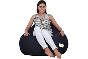 SATTVA CLASSY.ELEGANT.STYLISH SATTVA Denim Classic 5XL Bean Bag for Adults - Big Bean Bag Covers Only (No Filling), Love Sack Bean Bag Oversized, Ultra Soft Zipper, for Dorm & Family Room_Denim Blue