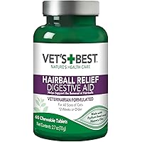 Vet’s Best Cat Hairball Relief Digestive Aid | Vet Formulated Hairball Support Remedy | Classic Chicken Flavor | 60 Chewable