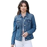 MISS MOLY Women's Denim Jacket Button Up Long Sleeve Basic Trendy Jean Jacket Coat with Pockets