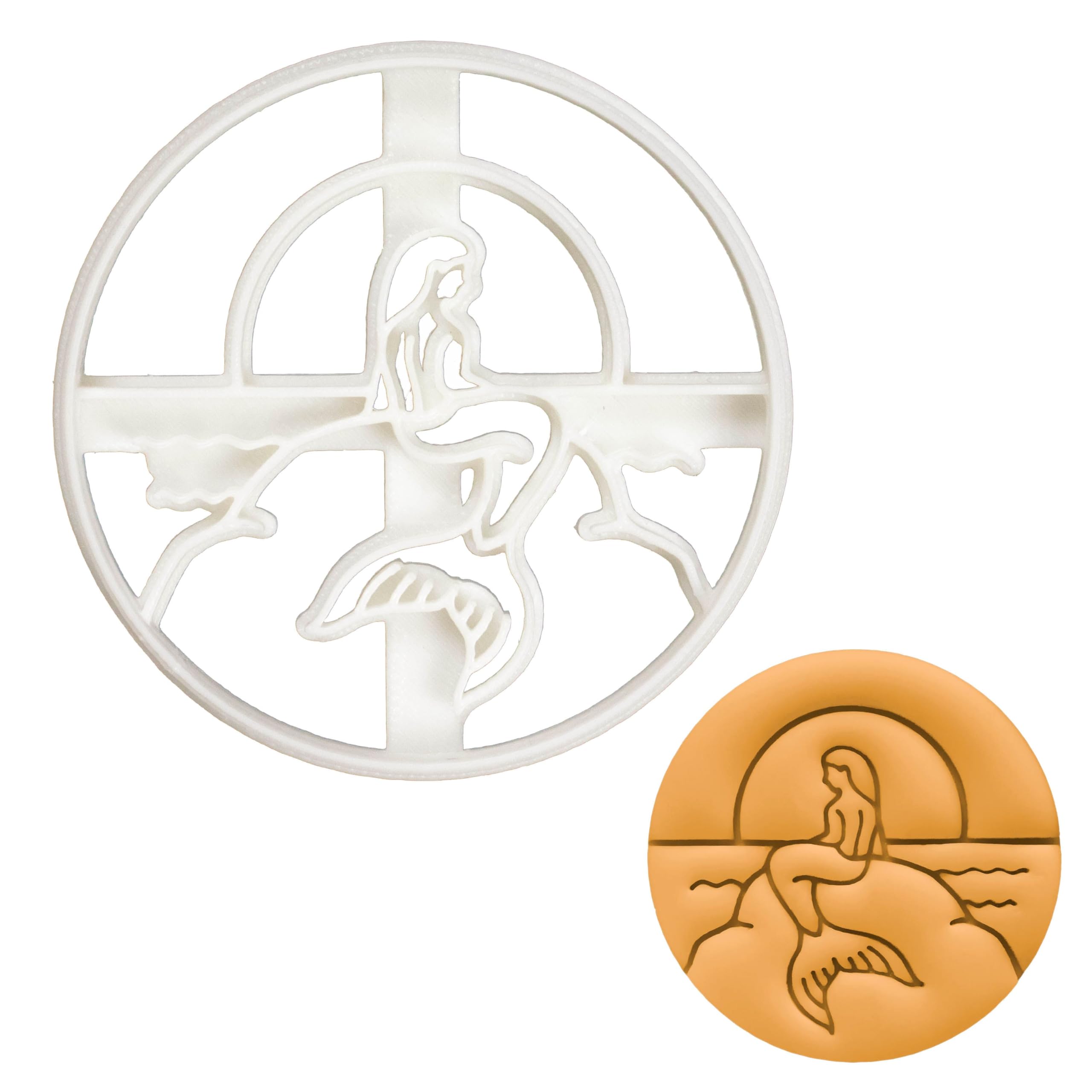 BAKERLOGY Mermaid Sunset Cookie Cutter - Detailed Biscuit Cutter Design for Baking and Crafts, Ideal on Fondant, Dough, Clay