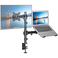 SHOPPINGALL Fully Adjustable Dual Monitor & Laptop Mount Stand Notebook Desk Mount with Tray with 2 Swing Arms for Monitors u