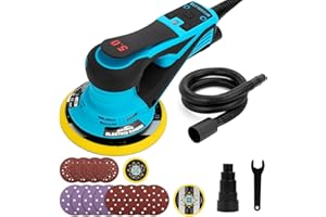 Autolock Electric Random Orbital Sander, 350W Brushless Motor with 5 & 6 Inch pads, 10000RPM Electric Palm Sander for Woodworking, Sanding and Polishing (Blue)