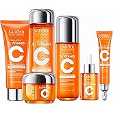 Vitamin C Skincare Set for Women & Teens - 6Pcs Travel Skincare Kit with Cleanser, Toner, Serum, Eye Cream, Face Cream & Lotion - Hydrating, Teen Skin Care & Women's Facial Gift Set
