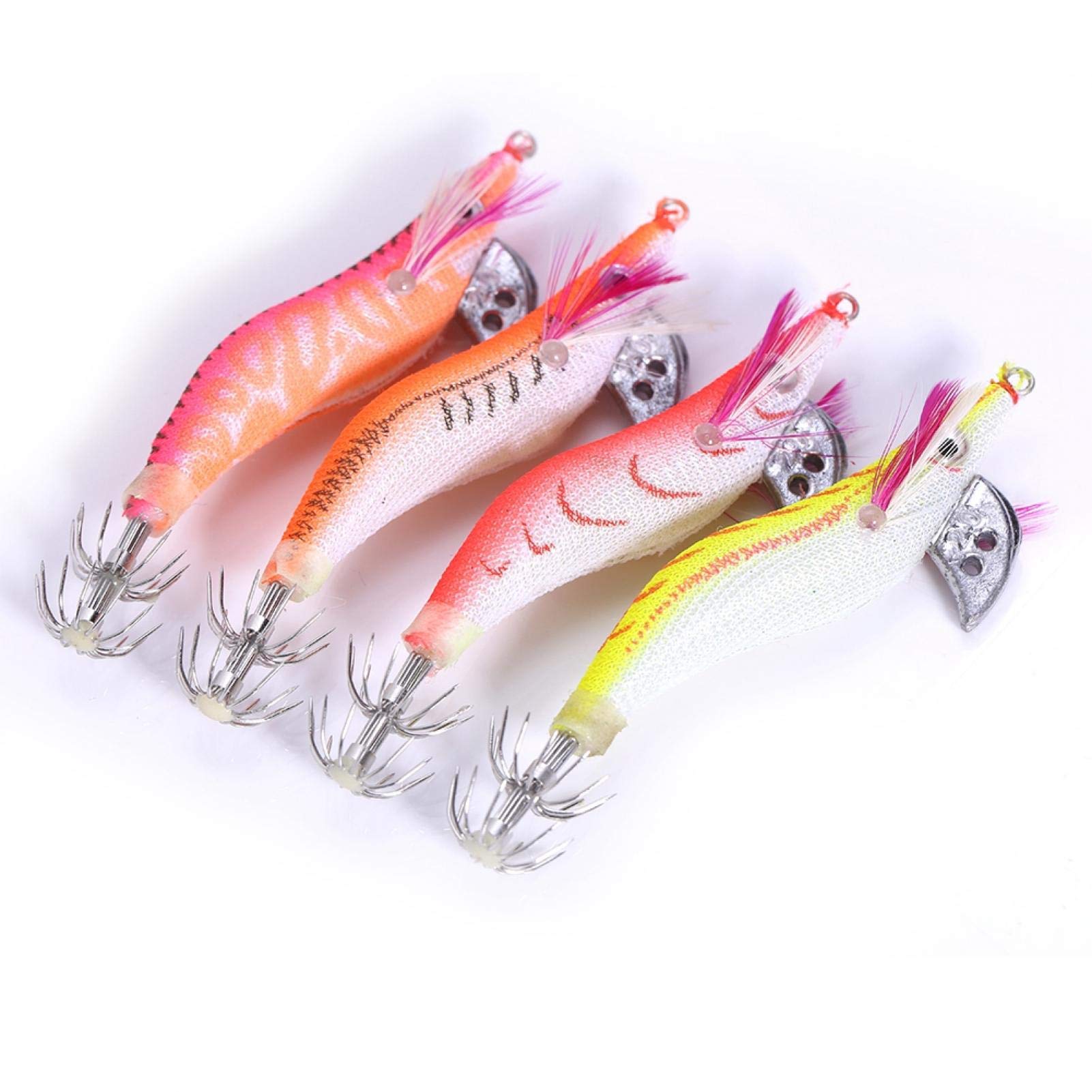 Fishing Lures Kit 4Pcs Luminous Plastic Shrimp Bait Squid Shrimp Jig Jigging Lures Night Dawn Fishing Bait
