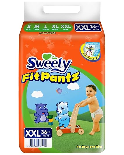 Sweety Fit Pantz Baby Diapers Pants, XX-Large (Pack of 36)