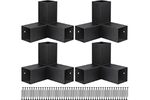 Loyesm Pergola Brackets 4x4Inch,4Pack 3-Way Woodworks Corner Pergola kit with Screws for 4x4 Wooden Beams, DIY Elevated Wood Stand Kit for Pergolas, Gazebos, Sheds