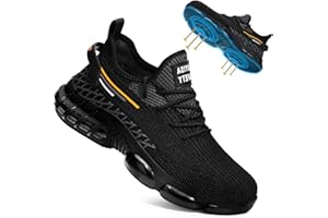 BAIYIJIA Steel Toe Shoes for Men Lightweight Work Shoes Construction Industrial Work Tennis Shoes Safety Shoes Comfortable Steel Toe Sneakers for Men Women