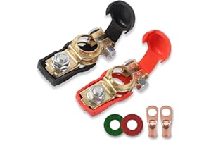 NTNEV Universal Negative & Positive Car Battery Terminal Connector Classification Kit, Pure Copper Battery Terminal with Plastic Cover, Durable & Adjustable Quick Release Terminal Assortment Kit
