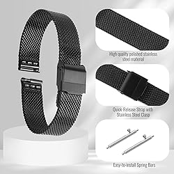 Winfox Stainless Steel Mesh Watch Band for Men