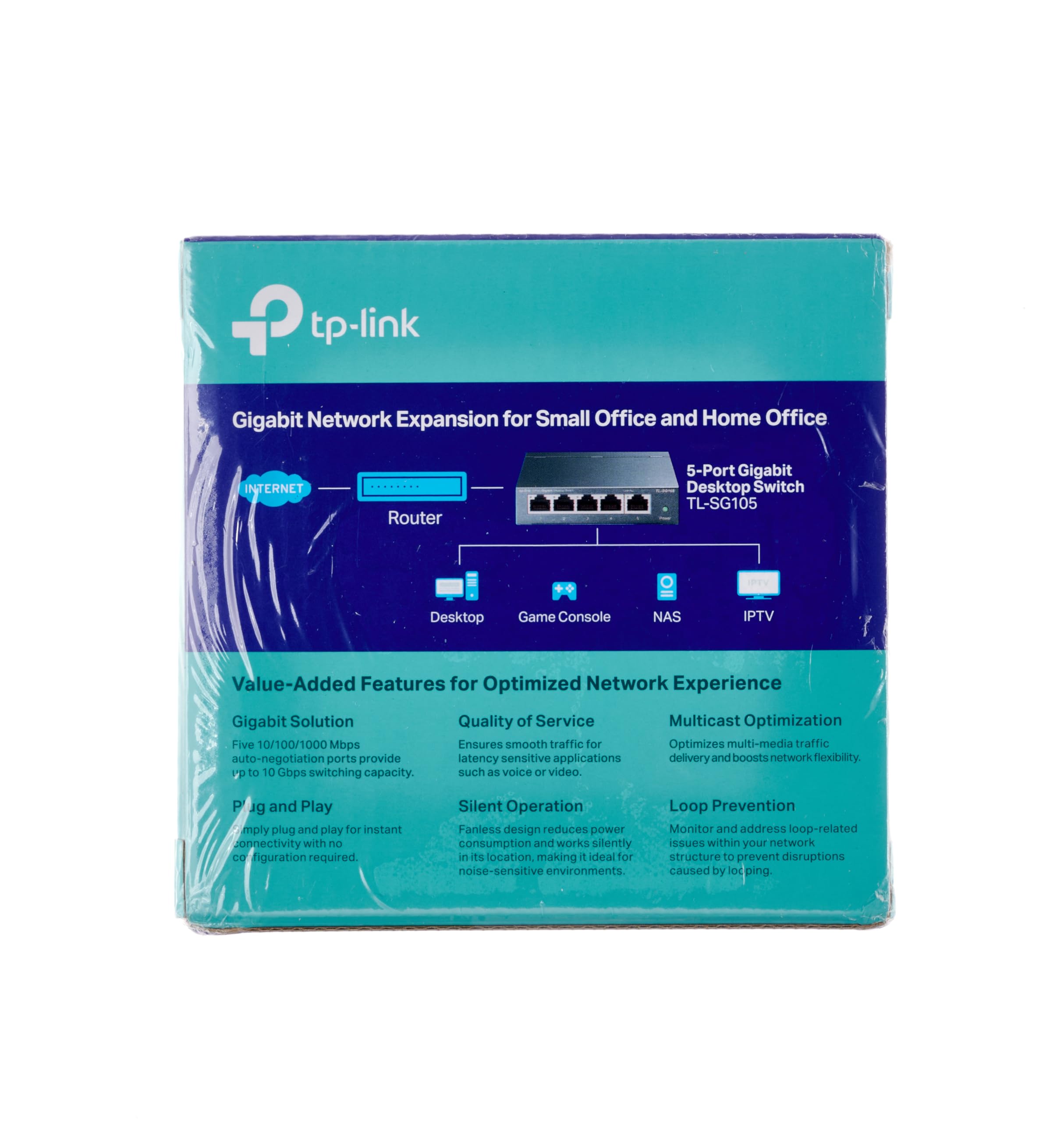 TP-Link TL-SG105, 5 Port Gigabit Unmanaged Ethernet Switch, Network Hub, Ethernet Splitter, Plug & Play, Fanless Metal Design, Shielded Ports, Traffic Optimization