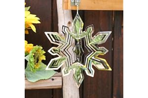 Phuryllic Wind Spinners Outdoor, Garden Decor, Bird Deterrents for Outside, 3D Metal Yard Decorations for Patio & Porch, Unique Gardening Gifts for Women & Moms - Snowflake