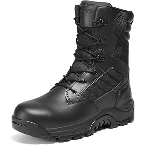NINGO Waterproof Steel Toe Work Boots for Men with Side Zipper, 8 inch | Comfortable Mens Tactical Safety Work Boots, Full-Gr