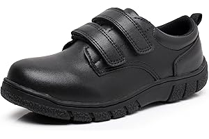 BLIKCON Blikcom Boys Kids School Uniform Shoes Adjustable Laces Formal Oxford Dress Shoes Loafers