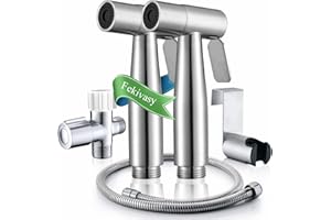 Fekivasy 2 Pack Handheld Bidet Toilet Sprayer Set - Stainless Steel Muslim Shower Diaper Sprayer Jet for Toilet Wall or Mount