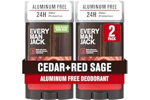 Every Man Jack Cedar + Red Sage Men’s Deodorant - Stay Fresh with Aluminum Free Deodorant For all Skin Types - Odor Crushing, Long Lasting, with Naturally Derived Ingredients - 3oz (2 Pack)