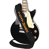 Art Tribute Personalized 3" Guitar Strap for Bass, Electric &amp; Acoustic Guitar, Custom 3 inch Wide Belt with Name, Embroidered Custom Straps Best Gift for Men &amp; Women Players - Black