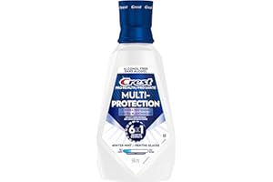 Crest Mouthwash Pro-Health Multi-Protection + Extra Whitening, 6 Benefits in 1, Anticavity Fluoride Alcohol Free, Winter Mint