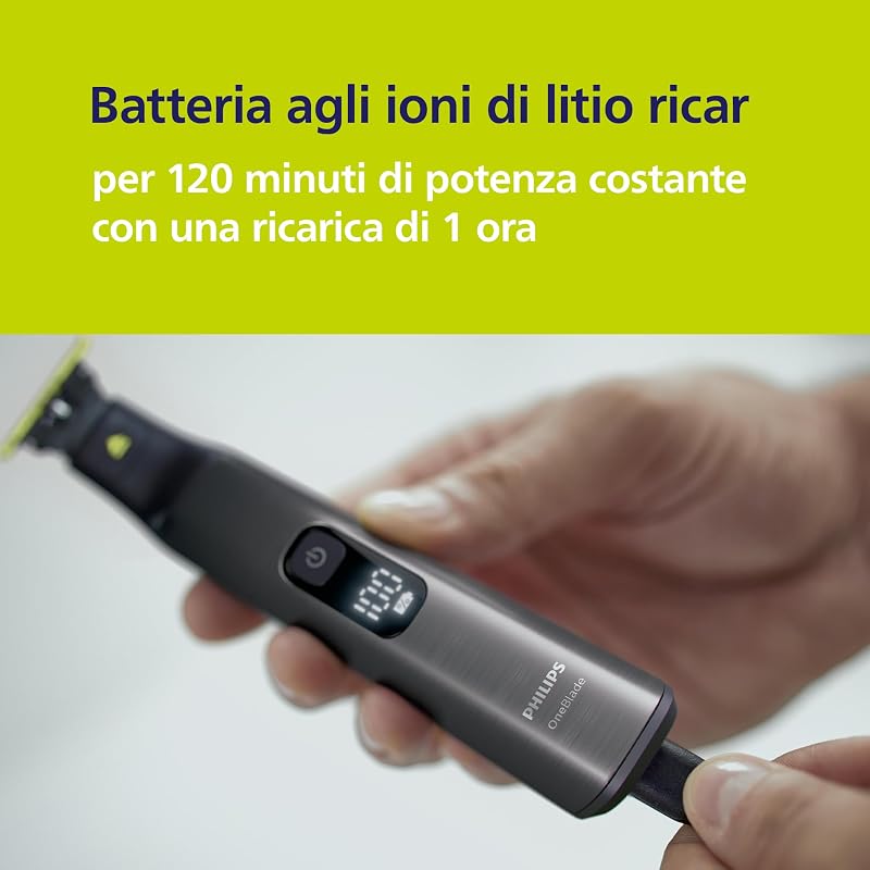 OneBlade Pro 360 Autentico Regolabarba elettrico per viso e corpo, rasoio e depilatore, 2x 360 lame, pettine a 14 lunghezze, kit per il corpo, base di ricarica, custodia da viaggio, QP6652/30