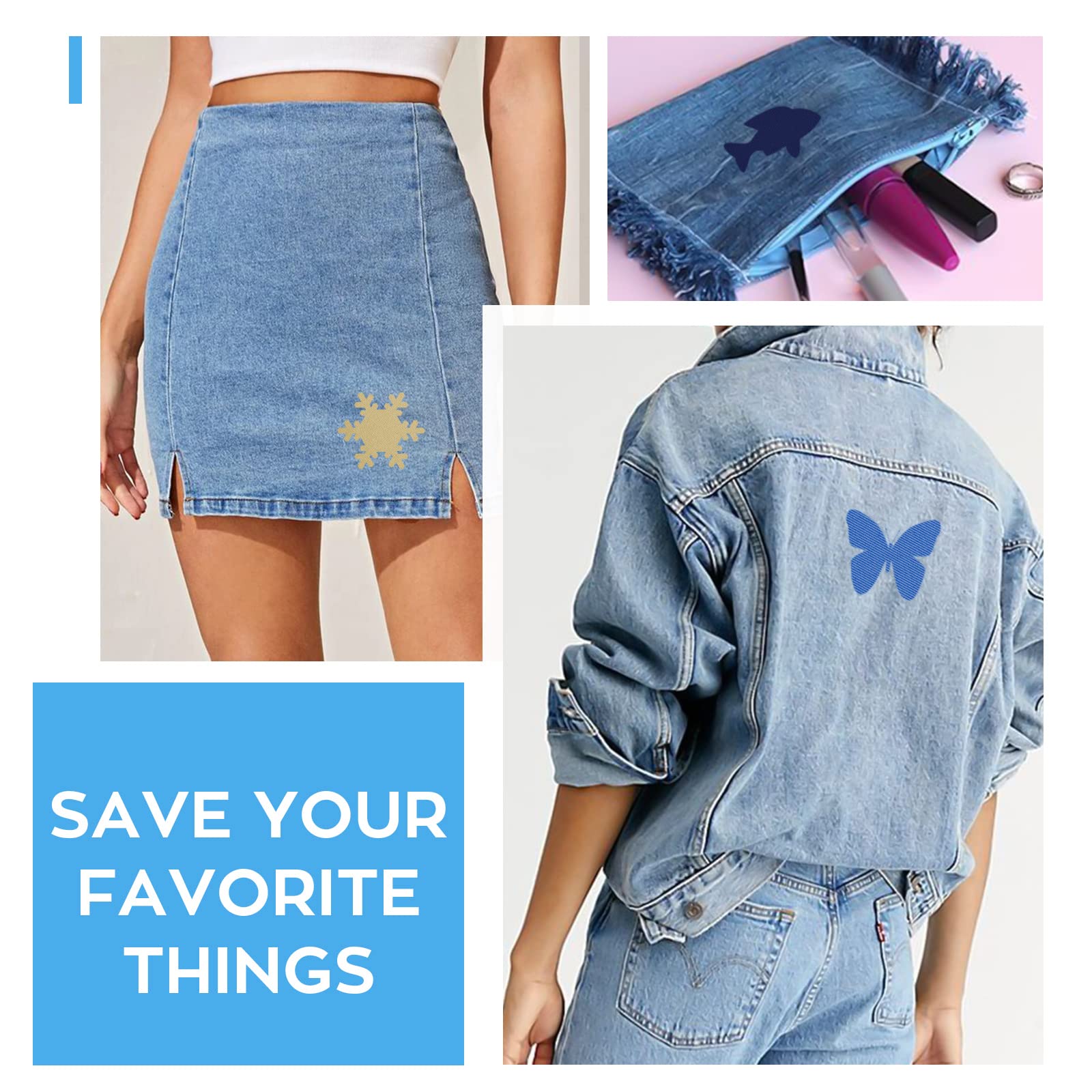 HTVRONT Iron on Patches for Clothing Repair, 20 PCS Multi-Colored Fabric Patches for Clothes Repair, 20 Shades Iron Patches for Clothes, Clothing Repair Decorating Kit 3.7