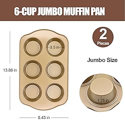JOHO BAKING Nonstick 6 Cup Jumbo Muffin Pan, Large