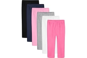 HoeVou 6 Pack Toddler Leggings for Girls Cotton Girls Leggings Comfortable Stretchy Pants Kids Soft Pull On Warm Tights