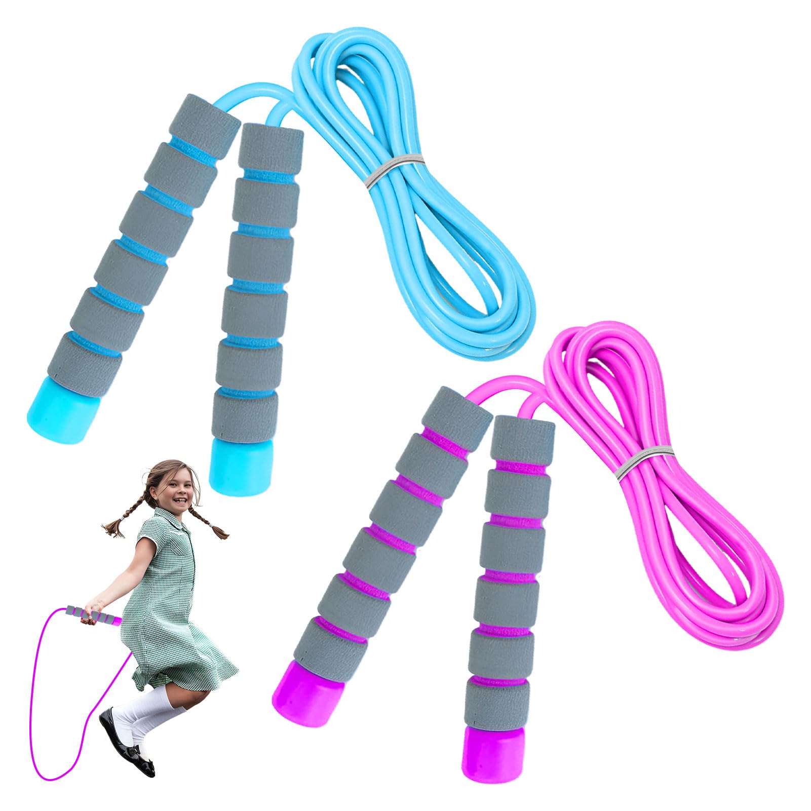 Skipping Rope for Kids 2 Piece Adjustable Child Skipping Rope Kids Skipping Ropes for Boys And Girls To Exercise (2.6m)