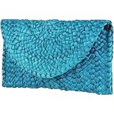 KUANG! Womens Straw Clutch Purse Handbag Shoulder Clutch Envelope Wallet Beach Straw Purse for Ladies