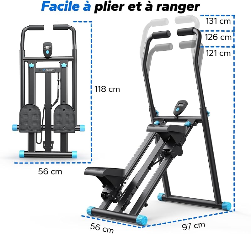 2026 Stair Stepper Pro, Stairmaster pour la Maison avec 3 Niveaux de résistance réglables, Machine d'escalade Verticale Pliable avec Guidon réglable pour la Maison, Le Bureau, Appareil de