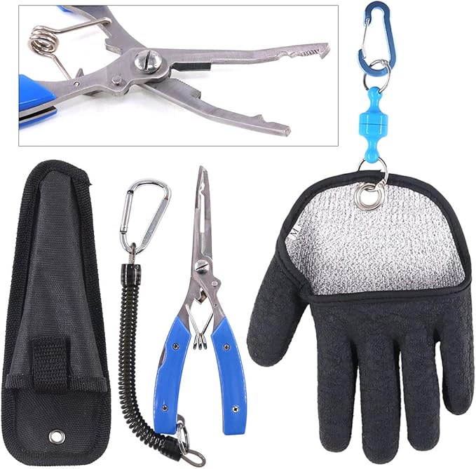 Swpeet 2Pcs Fishing Gear Set, Fisherman Professional Left