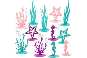 DECHISY 24 Pcs Mermaid Birthday Decorations Felt Table Centerpiece Under the Sea Party Decorations Supplies for Ocean Theme Little Mermaid Birthday Party Baby Shower