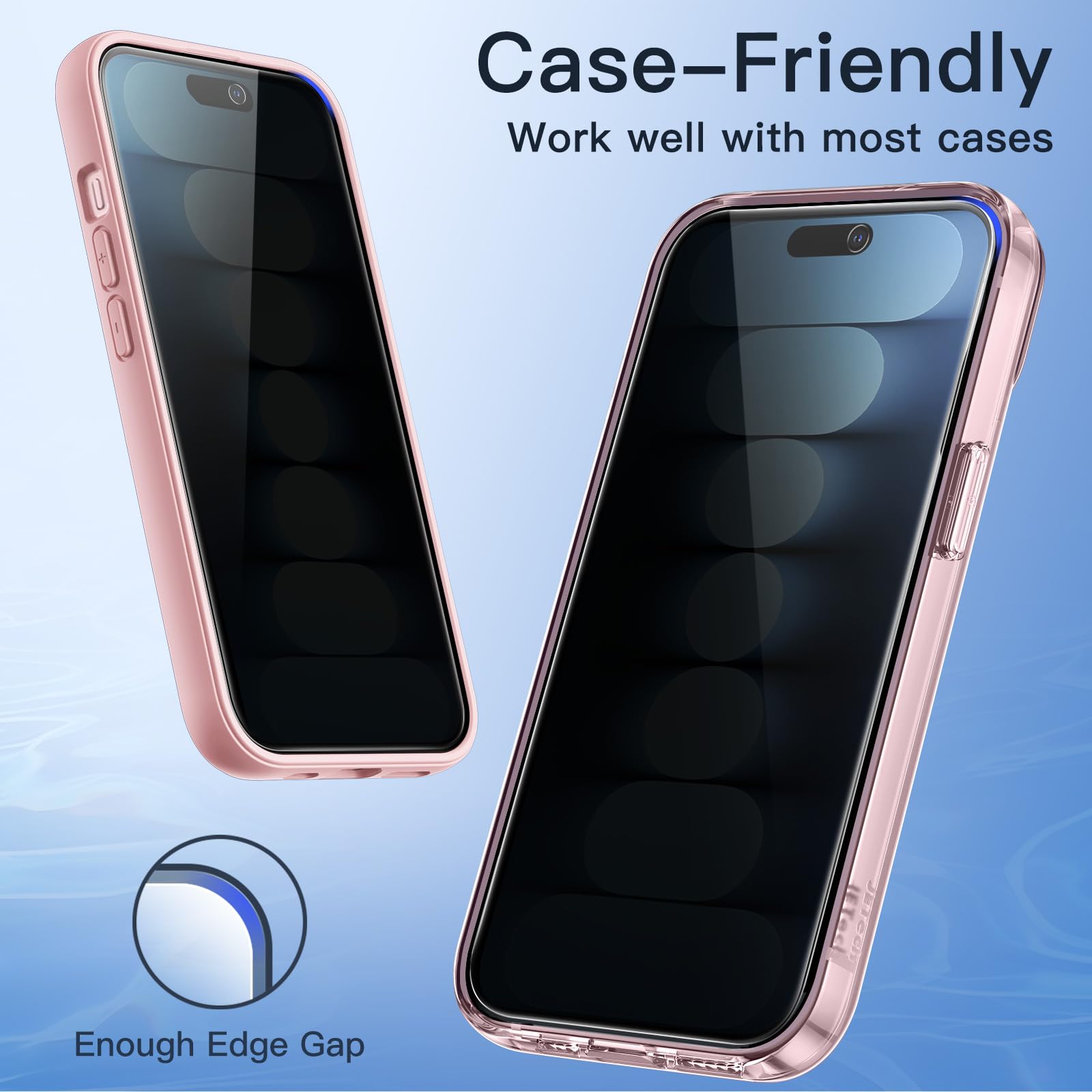 JETech Privacy Screen Protector for iPhone 15 6.1-Inch, Anti-Spy Tempered Glass Film with Easy Installation Tool, 2-Pack
