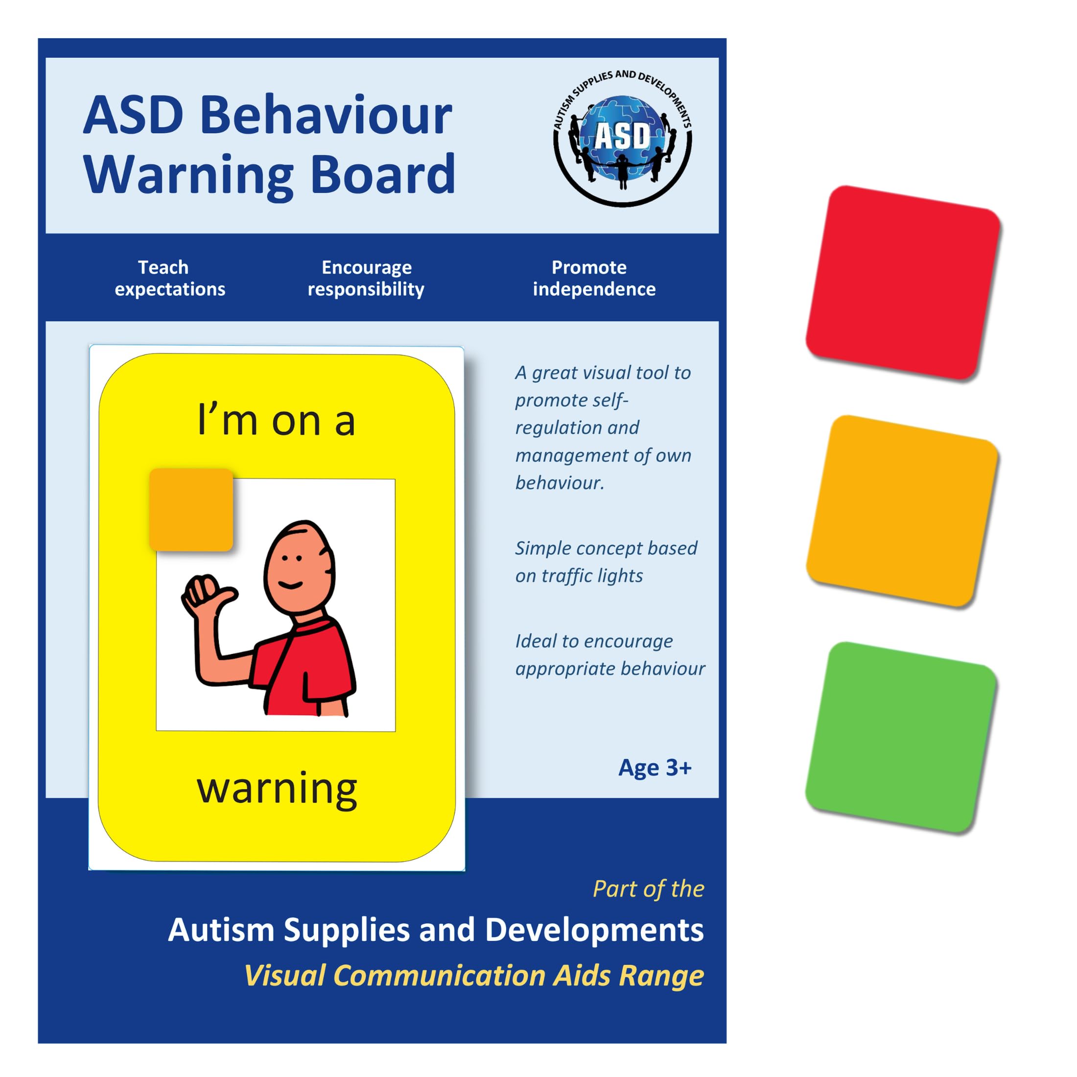 Behaviour Warning Chart for Children, Toddler –Traffic Light Cards–School, Classroom, Home Education –Nonverbal Communication–Autism Learning Resource