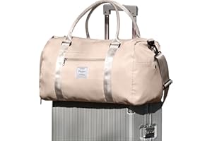 VGOCO Gym Bag for Women Men with Shoes Compartment and Wet Pocket,Sport Swimming Yoga Bag,Waterproof Travel Duffel Bag Small Carry on Bag Overnight Weekender Bags Personal Item Bag for Airlines Beige