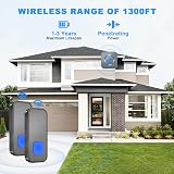 SURFOU Wireless Doorbell 400m Range 55 Melodies 5 Levels LED Black view 3