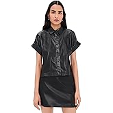 alice + olivia Women's Edyth Vegan Leather Button Down